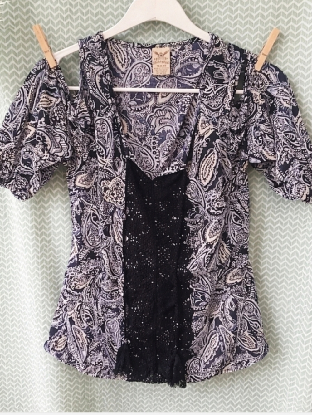 Faded Glory Blue Paisley Top Medium - Picture 7 of 7